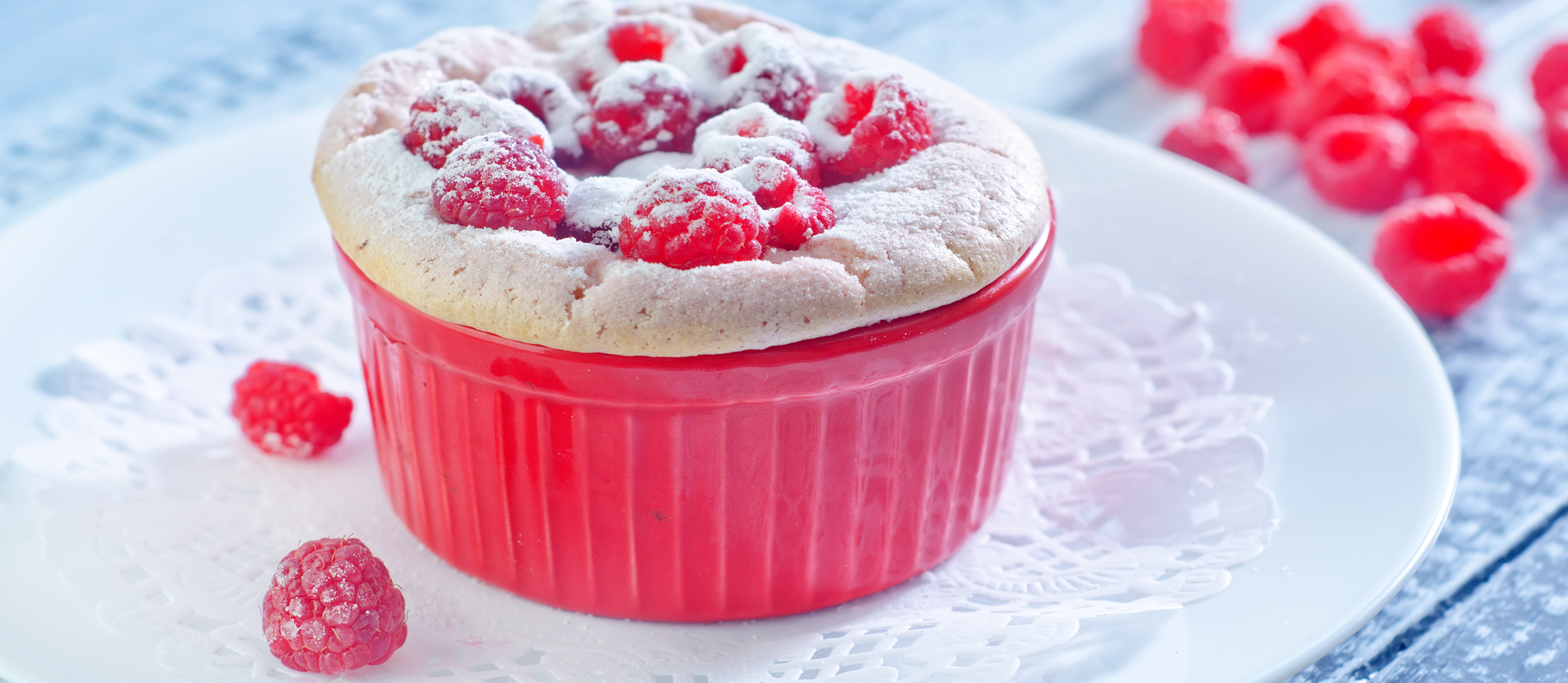 Soufflé Aux Framboises  Traditional Dessert From France, Western
