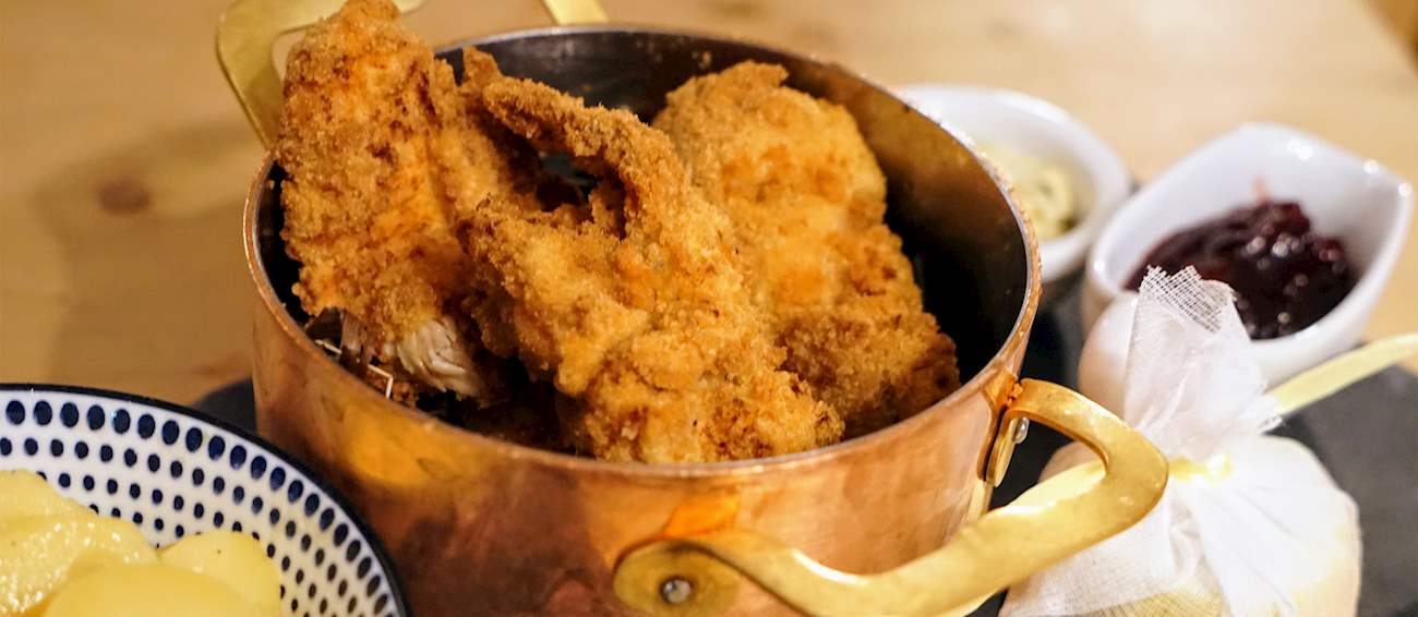 Backhendl Traditional Fried Chicken Dish From Vienna Austria